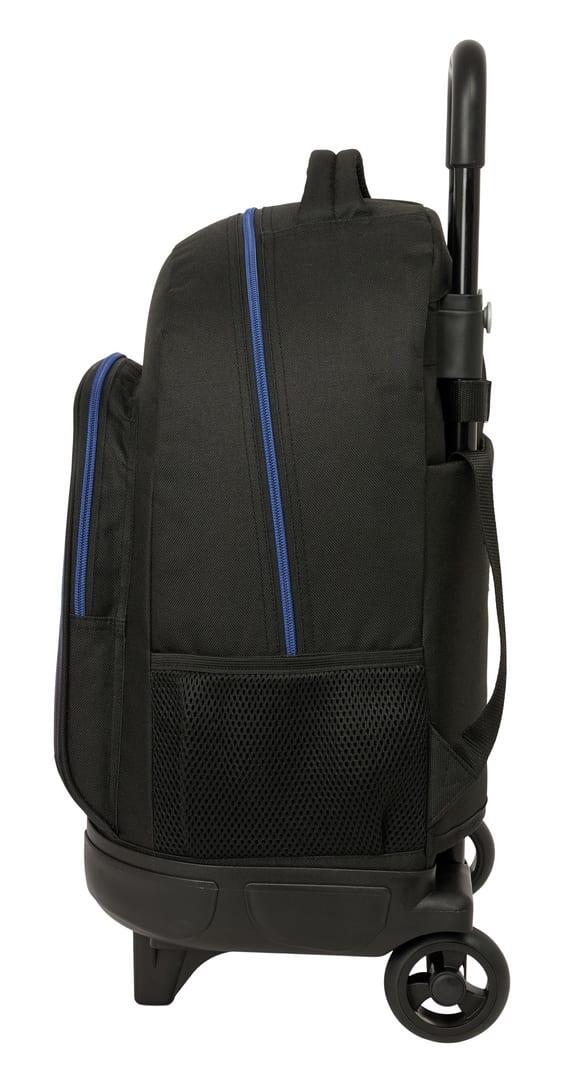 Mochila escolar infantil Brainrot com rodas e bolso frontal, preta. 3/3