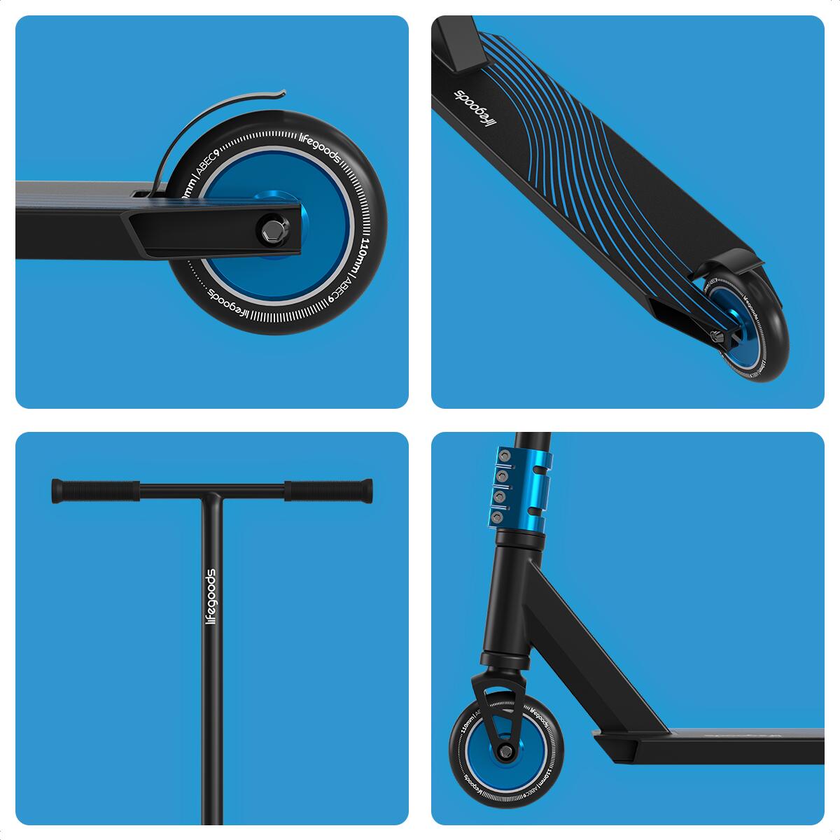 Stuntstep Pro X - t - stang - hic - 110mm - 100kg - zwart/blauw 2/3