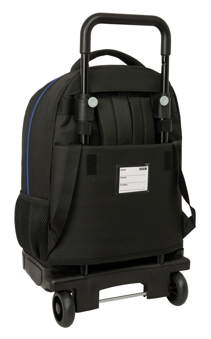 Mochila escolar infantil Brainrot com rodas e bolso frontal, preta. 2/3