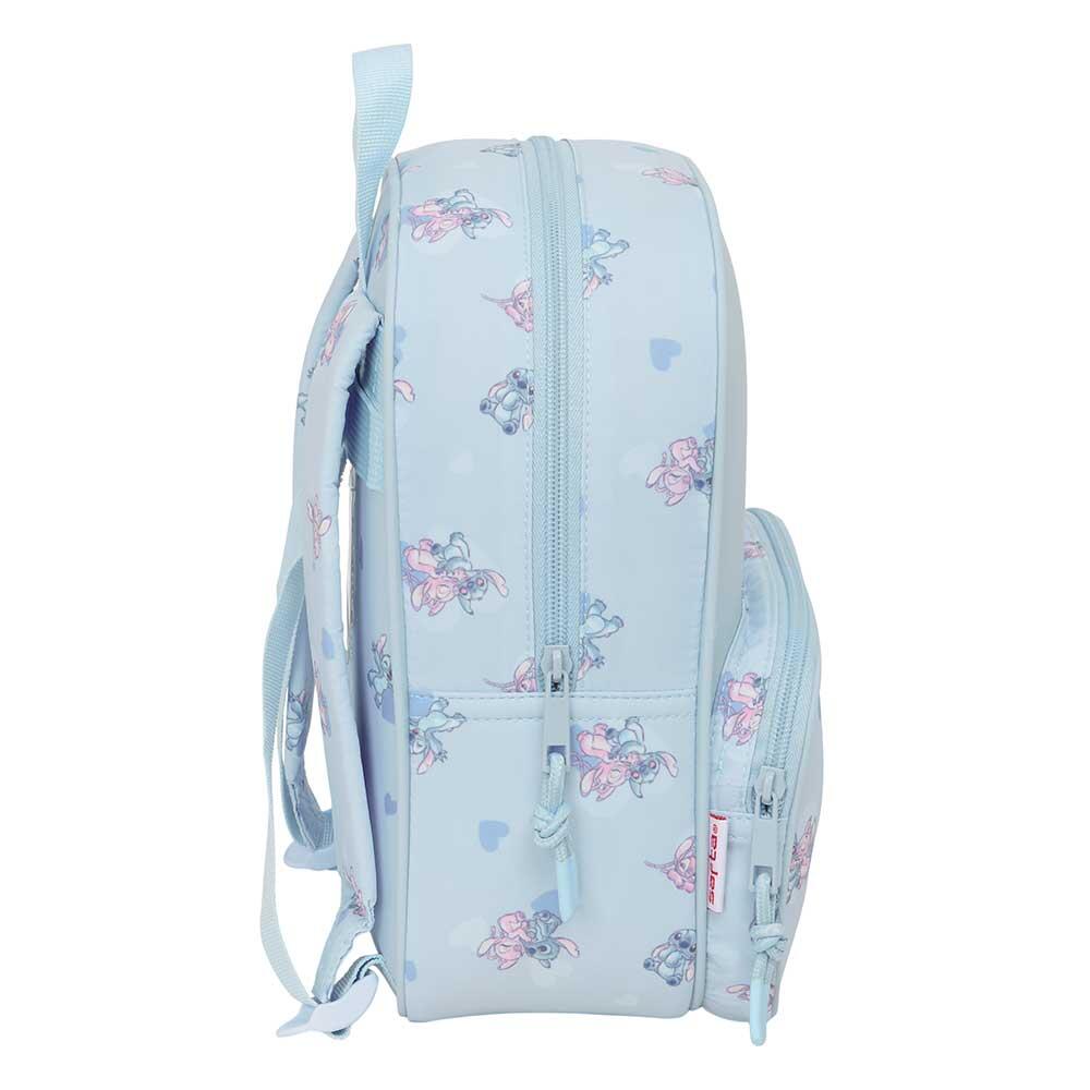 Mochila infantil Stitch, adaptável a carrinhos, com 2 bolsos frontais, azul. 3/3