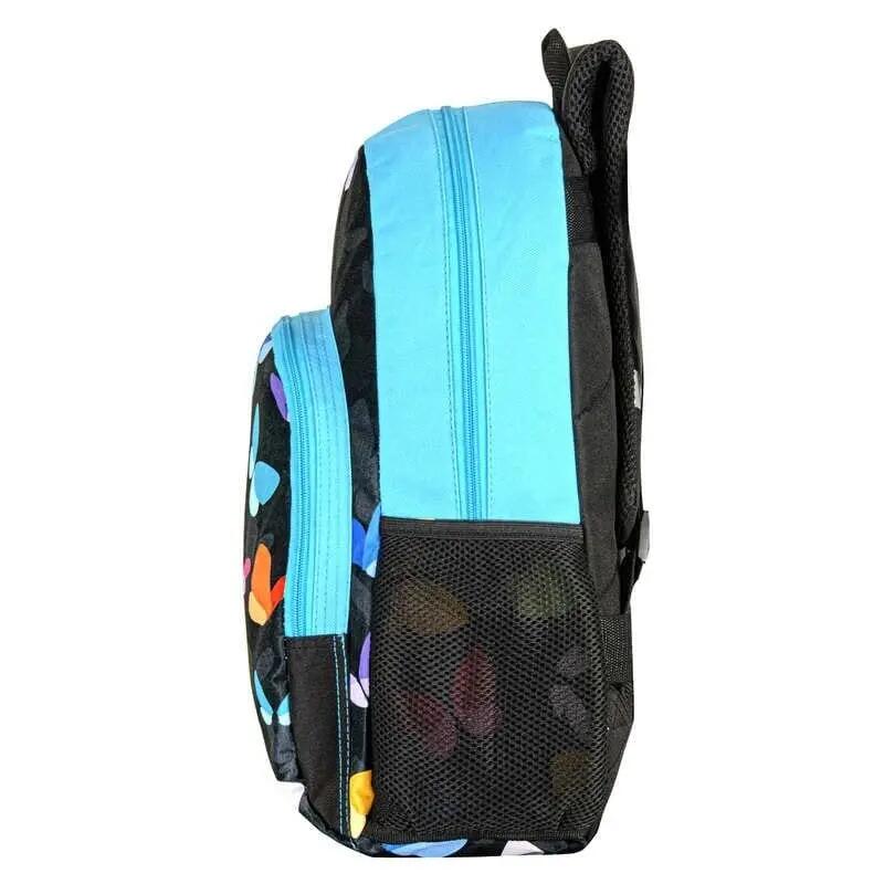 Kinder-Schulrucksack Schmetterlinge 43 cm mit Vordertasche Blau und Schwarz 2/4
