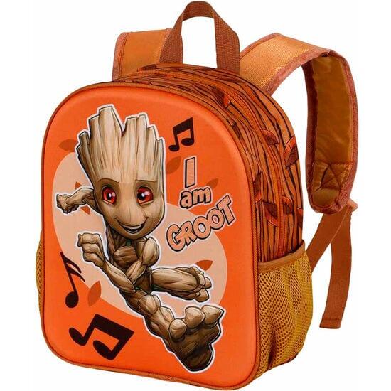 Sac à dos Groot 3D pour enfants avec fermeture éclair et poches latérales en 3/4