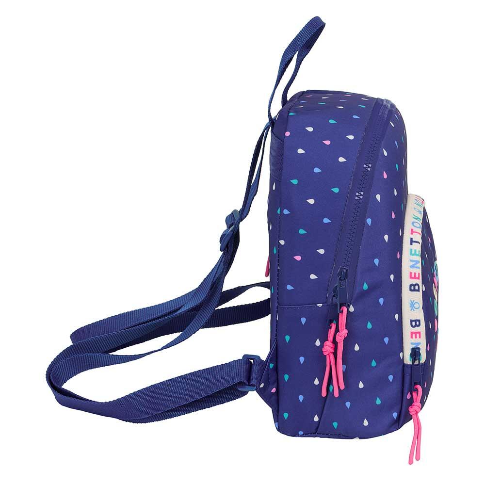 Mini mochila Benetton infantil com bolso frontal e alças ajustáveis ​​- Azul 3/4