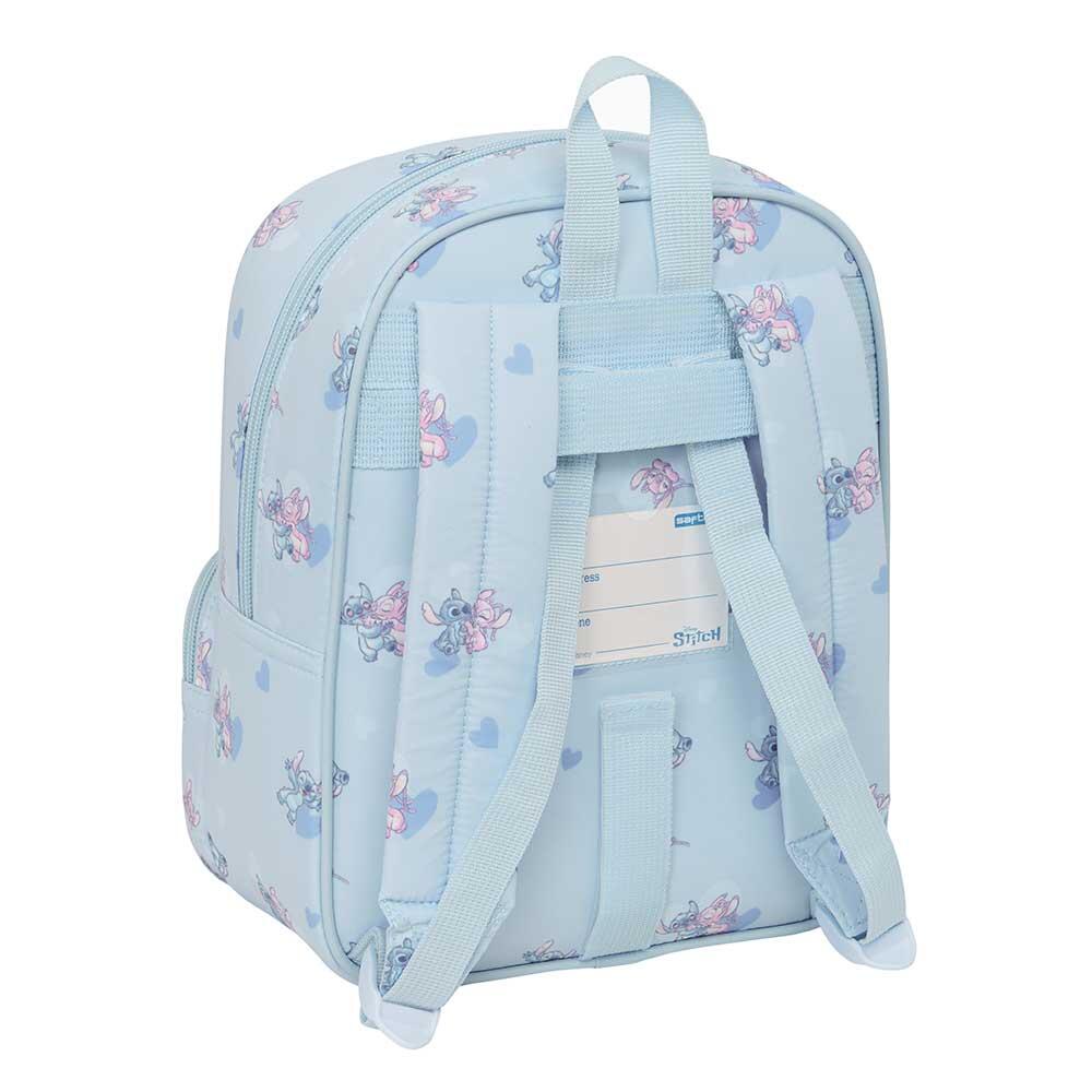 Mochila infantil Stitch, adaptável a carrinhos, com 2 bolsos frontais, azul. 2/3