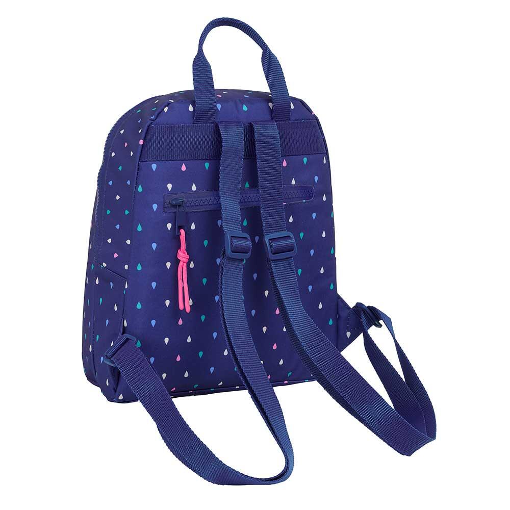 Mini mochila Benetton infantil com bolso frontal e alças ajustáveis ​​- Azul 2/4
