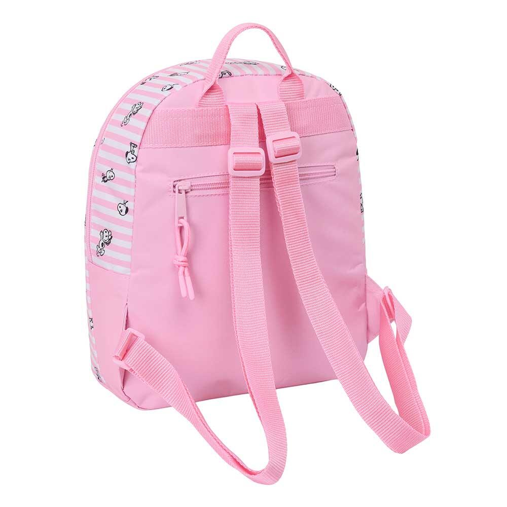Mochila infantil Snoopy mini com bolso frontal e alças ajustáveis, rosa. 2/4