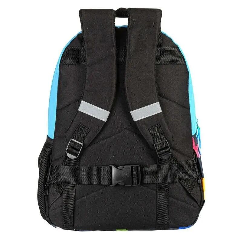 Kinder-Schulrucksack Schmetterlinge 43 cm mit Vordertasche Blau und Schwarz 4/4