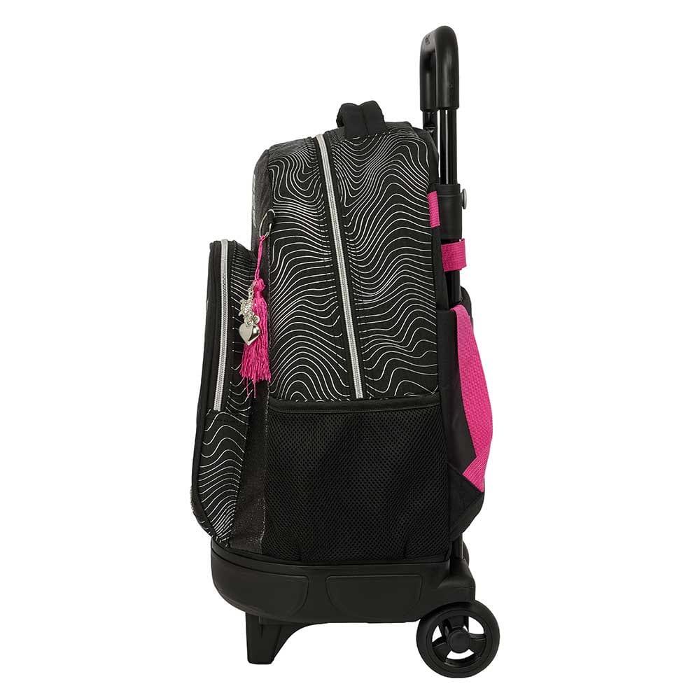 Mochila infantil K-Pop Demon Hunters com rodas e bolso frontal - Preta 3/3