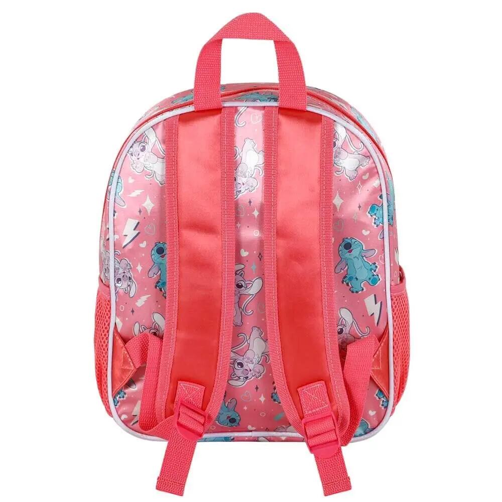 Zaino 3D Stitch per bambini, 31 cm, con tasche laterali e cerniera, rosa 3/4