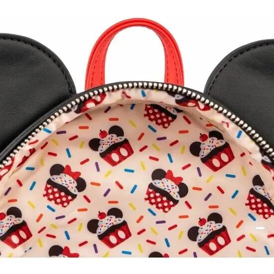 Mochila infantil Minnie Mouse Cupcake com zíper e detalhes em 3D, preta e 4/6