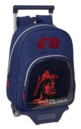 Mochila Escolar Infantil Darth Vader Adaptable a Carro con Bolsillo Azul