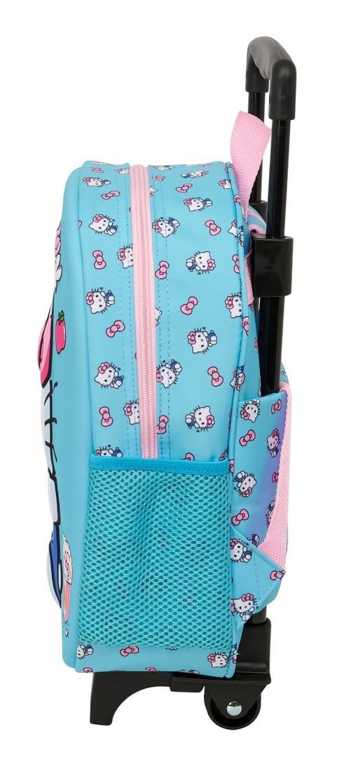 Mochila infantil Hello Kitty 3D com rodinhas e porta-garrafa - Azul 3/3
