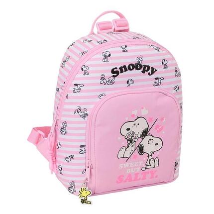 Snoopy Mini-Rucksack für Kinder mit Vordertasche und verstellbaren Trägern, Rosa