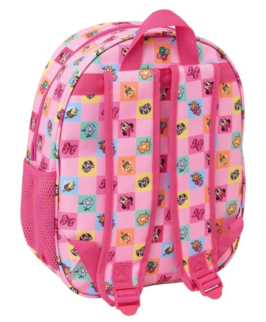 Mochila infantil 3D da Minnie Mouse com porta-garrafa e alças acolchoadas, rosa. 2/3