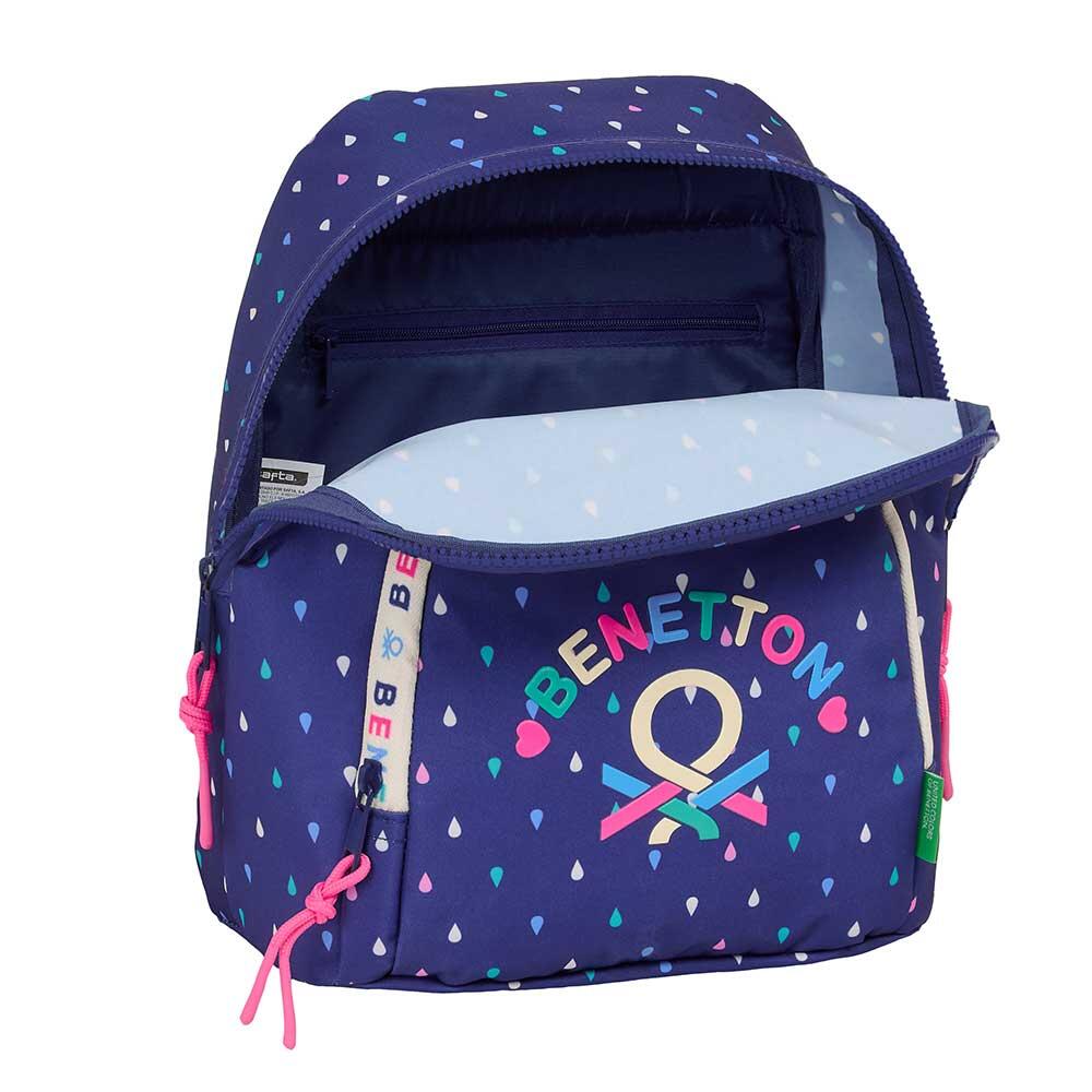 Mini mochila Benetton infantil com bolso frontal e alças ajustáveis ​​- Azul 4/4