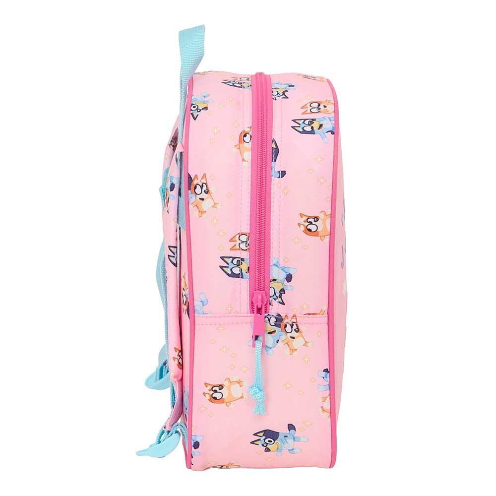 Mochila infantil Bluey para berçário, adaptável a carrinho com zíper, rosa 3/3