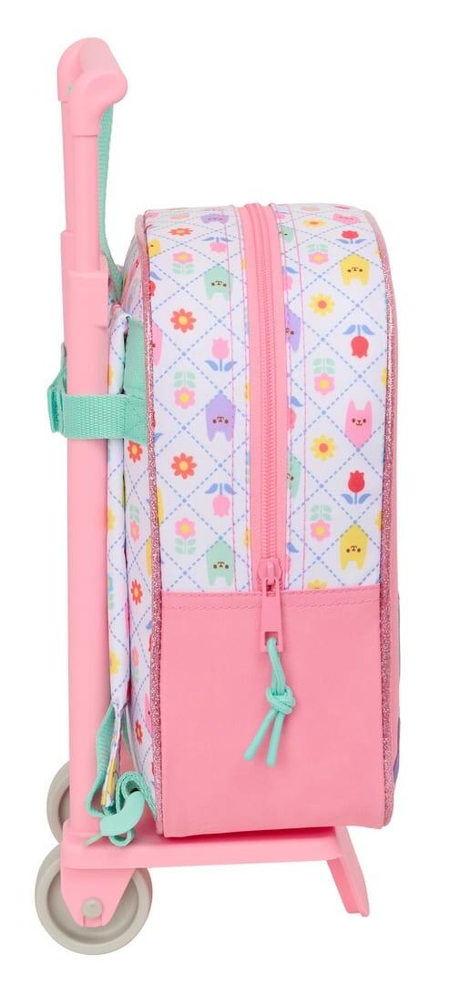 Gabbys Puppenhaus: Abnehmbarer rosa Kinderschulrucksack mit Wagen 3/3