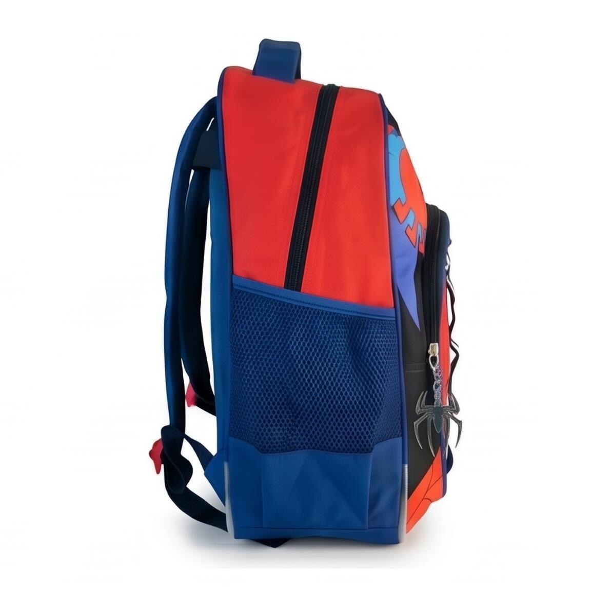 Mochila Escolar Infantil Spiderman de Poliéster con Bolsillo Frontal Azul y Roja 3/6