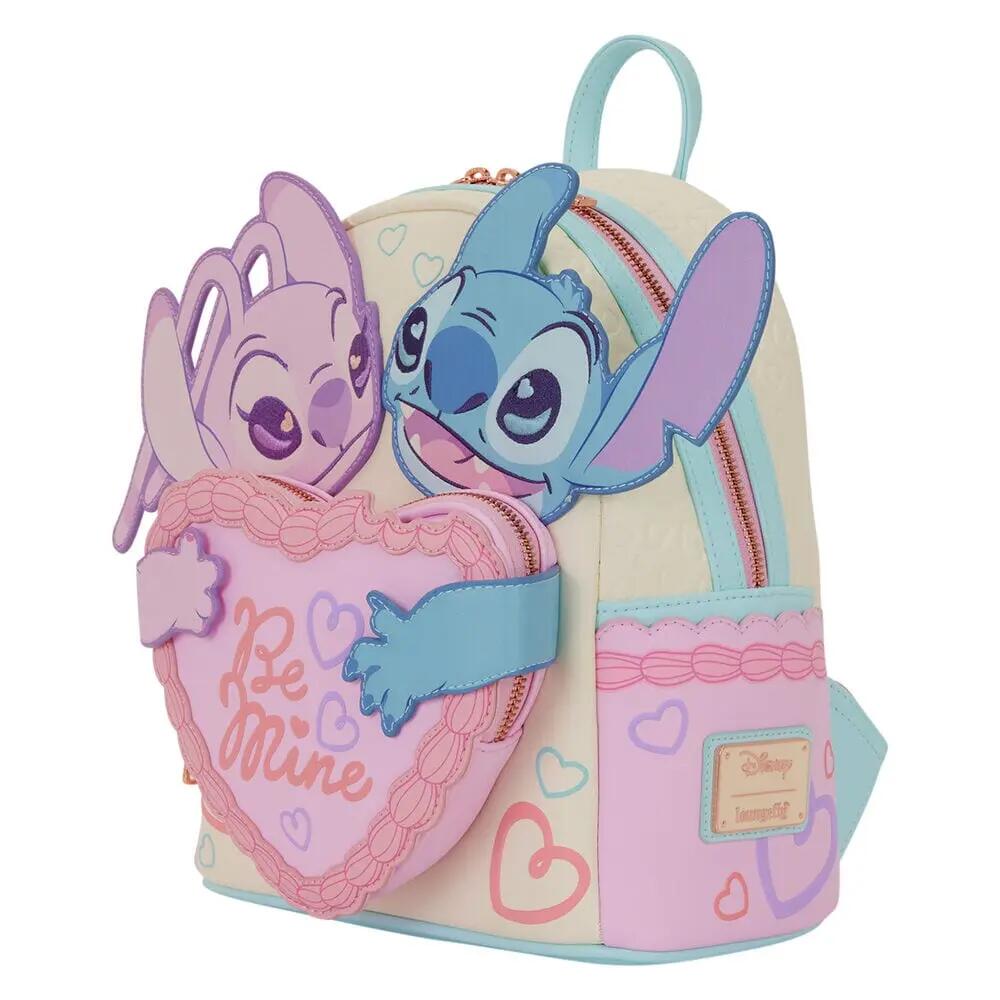 Zaino per bambini Angel and Stitch con tasca frontale "Be Mine" multicolore 3/4