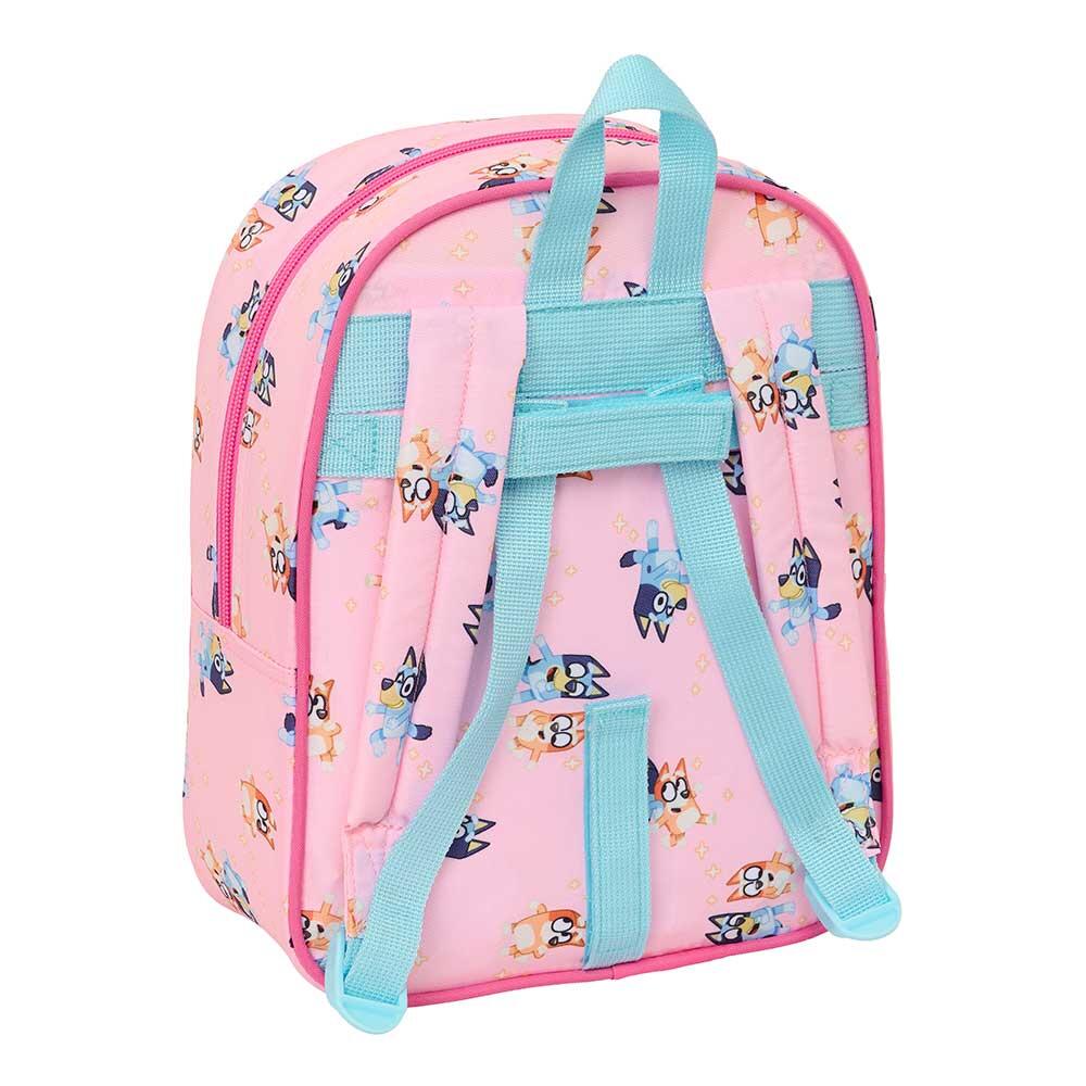 Mochila infantil Bluey para berçário, adaptável a carrinho com zíper, rosa 2/3