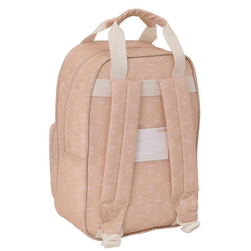 Mochila infantil Sophie the Giraffe com bolso frontal e alças ajustáveis, bege. 2/2