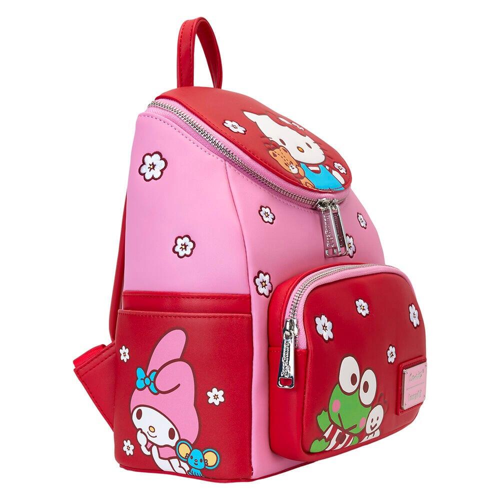 Mochila infantil Hello Kitty e Amigos em couro vegano com zíper rosa 2/3