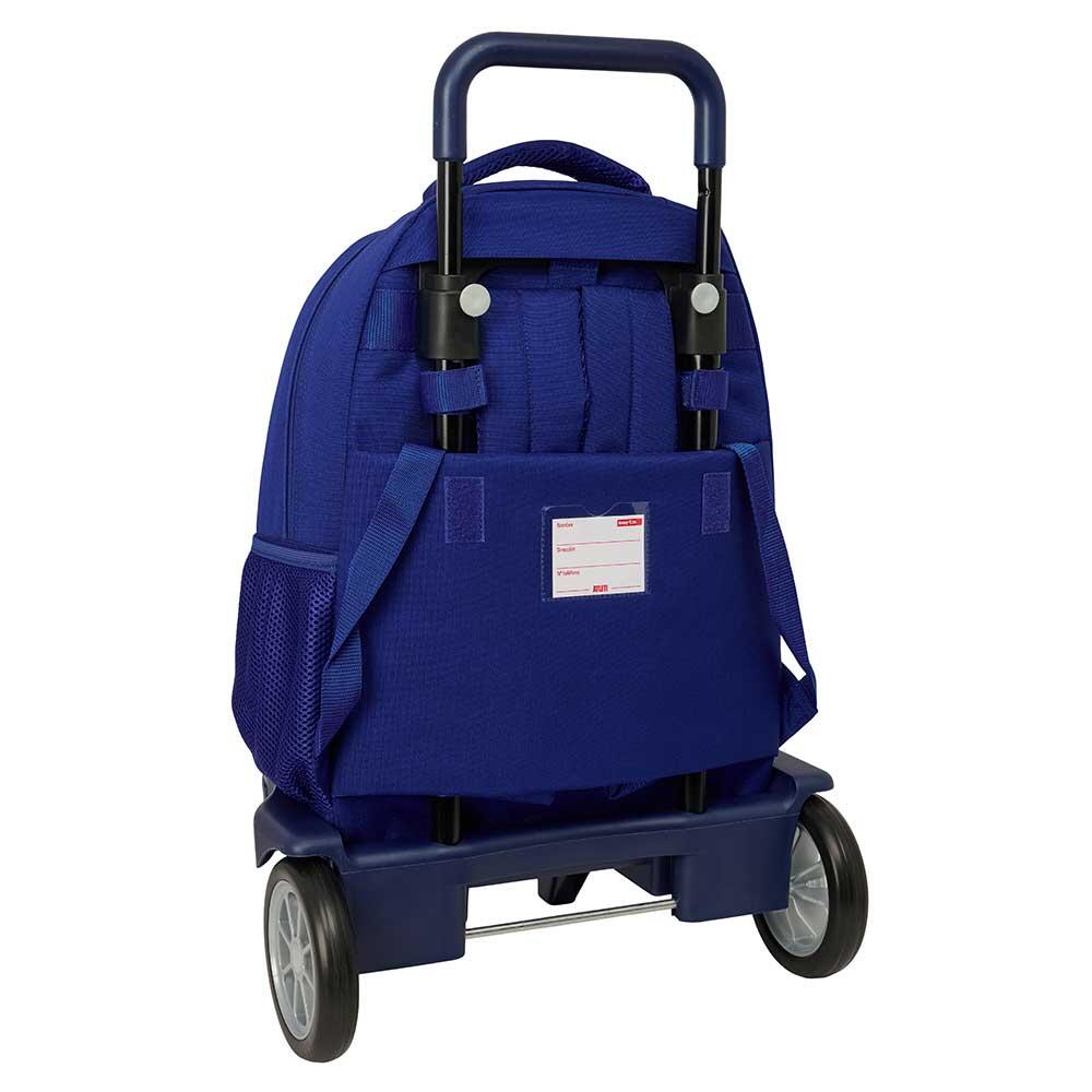 Mochila escolar infantil do Atlético de Madrid com rodas, azul marinho 2/3