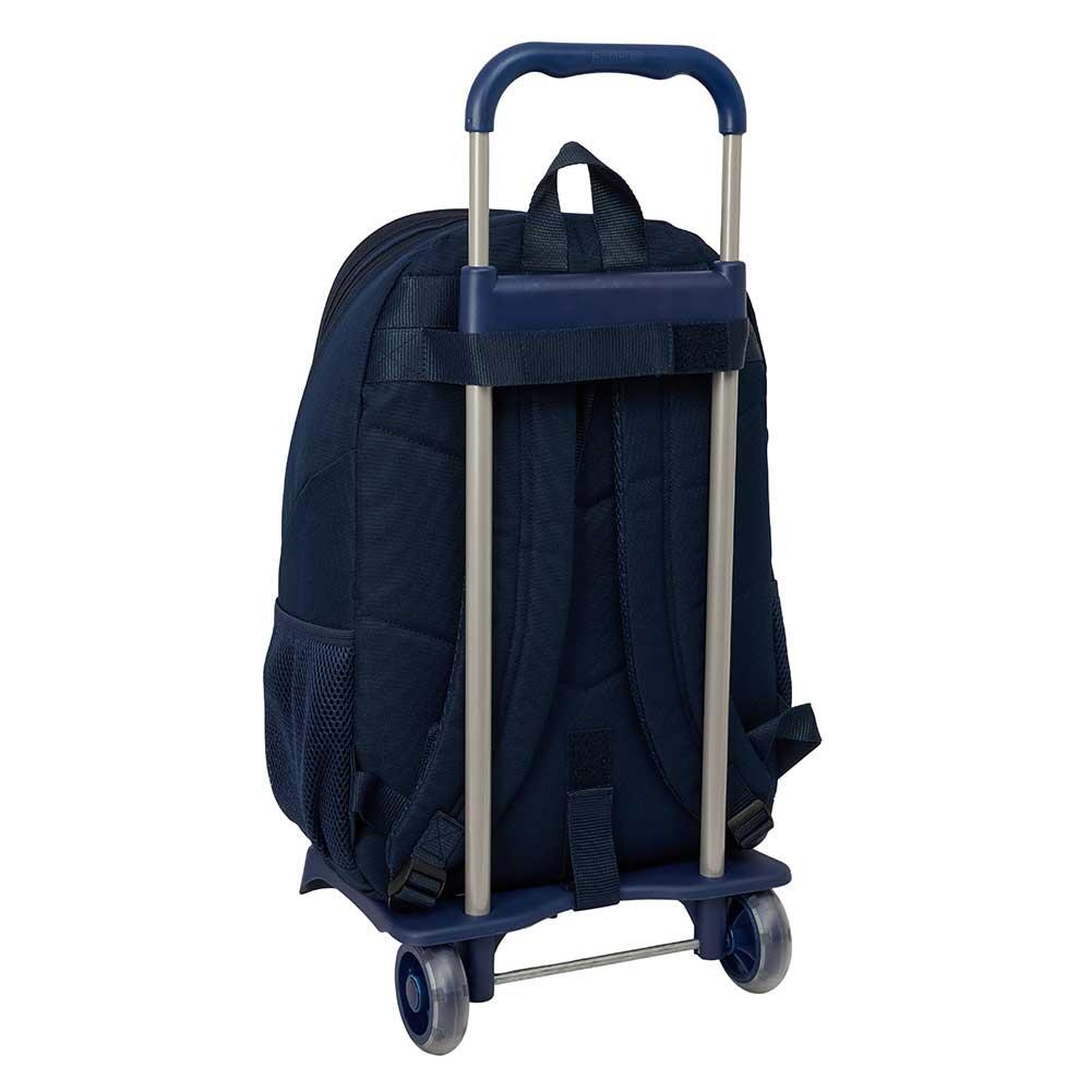 Mochila escolar infantil FC Barcelona com rodinhas e porta-garrafa - Azul 2/3