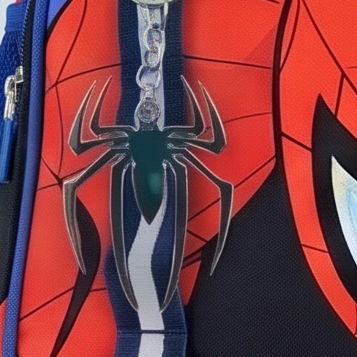 Mochila Escolar Infantil Spiderman de Poliéster con Bolsillo Frontal Azul y Roja 5/6