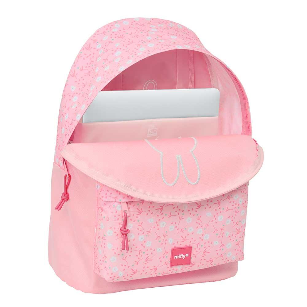 Mochila infantil Miffy Flowers para laptop de 14,1" com bolso frontal, rosa. 2/2