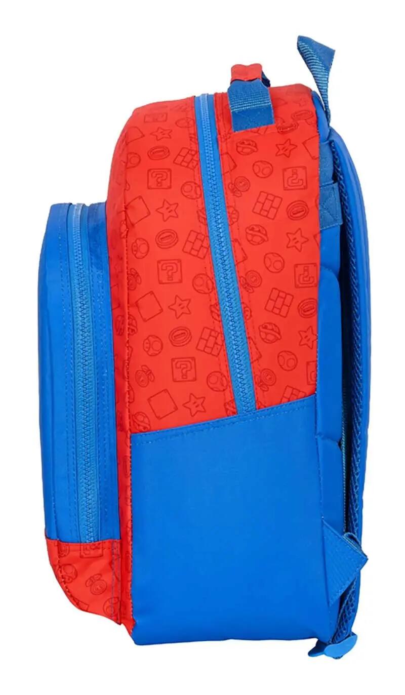 Zaino scolastico per bambini di Super Mario, adattabile al trolley con tasca 3/4