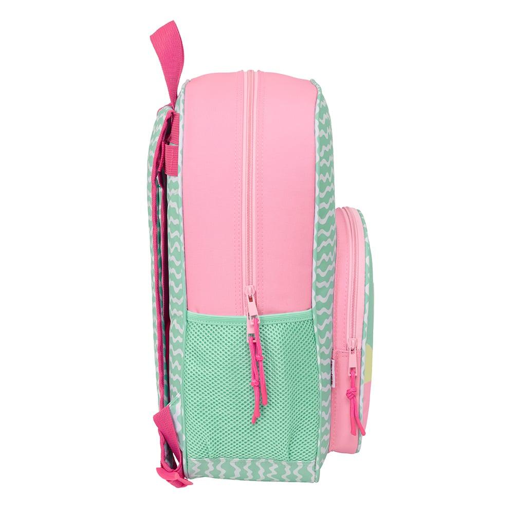 Mochila escolar infantil Stitch, adaptável a carrinhos, com bolso frontal, rosa. 3/3