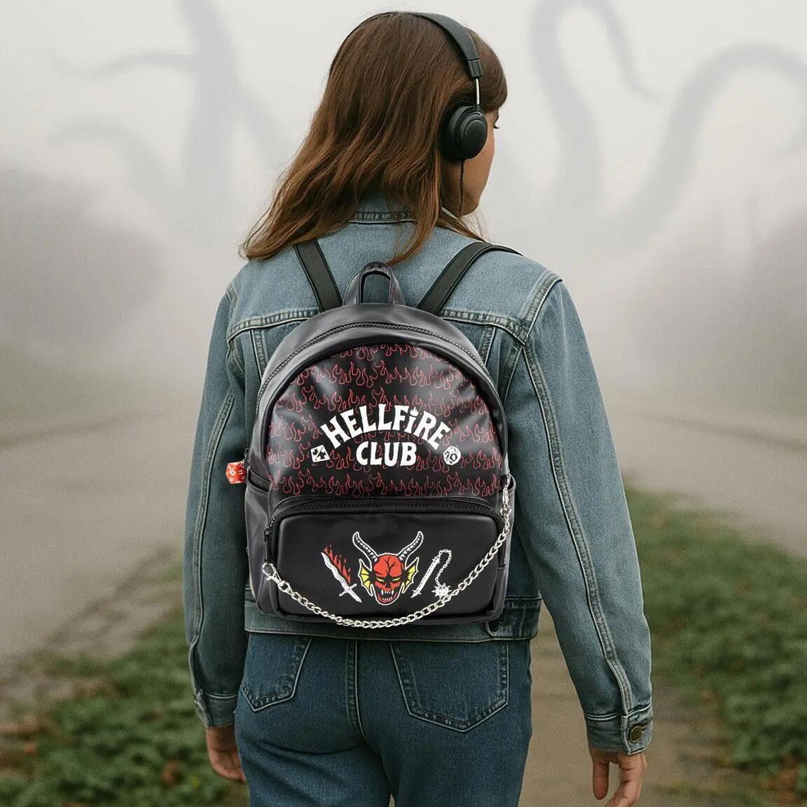 Sac à dos décontracté pour adulte Stranger Things Hellfire Club, noir en 6/7
