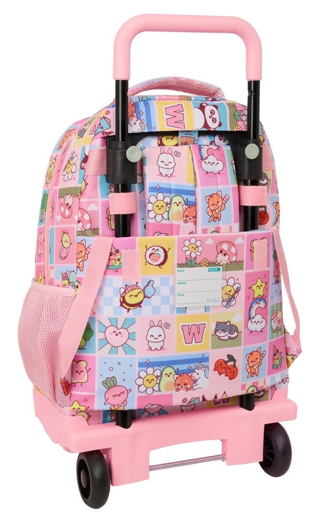 Mochila escolar infantil Mr. Wonderful com rodinhas e bolso frontal, rosa. 2/3