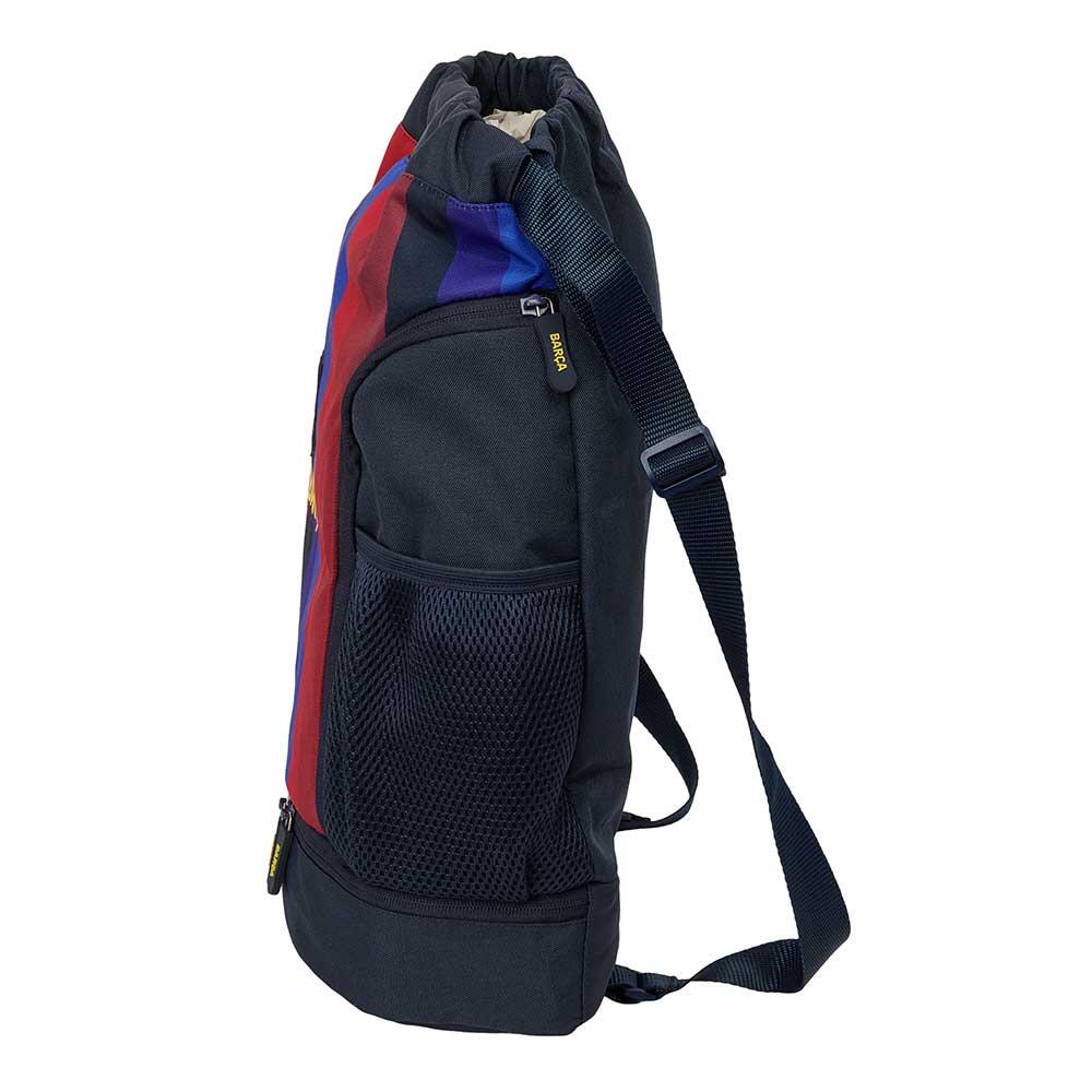 Mochila infantil FC Barcelona com cordão, porta-garrafa e zíper - Azul 3/4