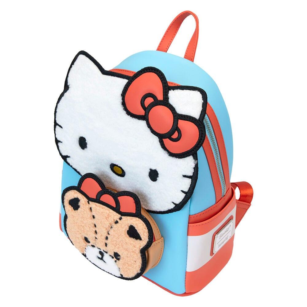Mochila infantil Hello Kitty com alças ajustáveis ​​em couro vegano azul e 3/4