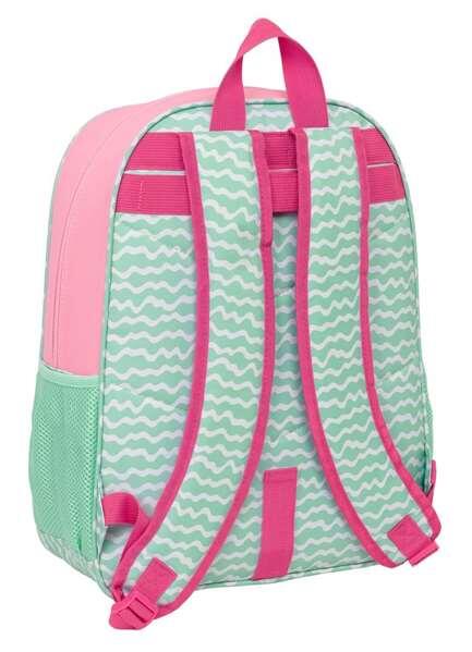 Mochila escolar infantil Stitch, adaptável a carrinhos, com bolso frontal, rosa. 2/3