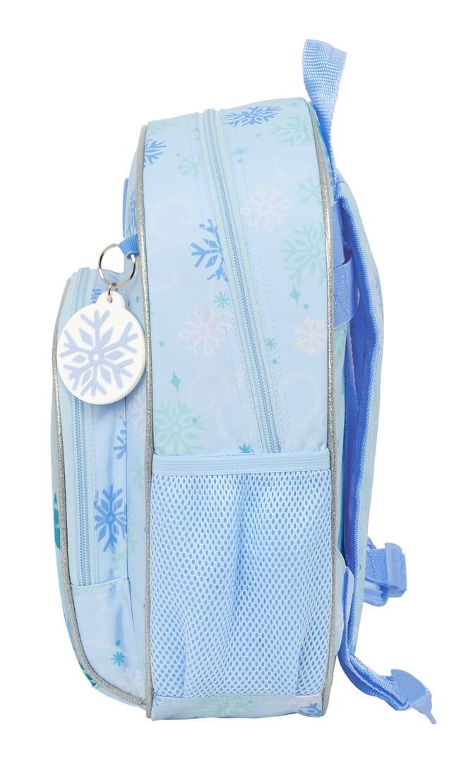 Mochila escolar infantil Frozen, adaptável a carrinhos, com bolso frontal, azul. 3/3