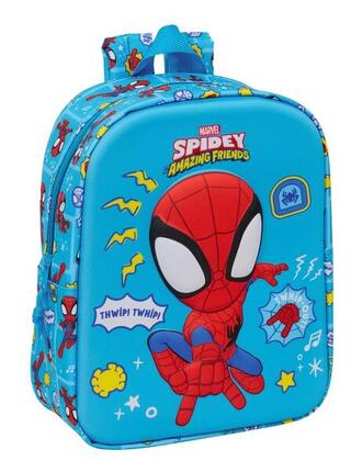 Sac à dos scolaire Spidey pour enfants avec roulettes et porte-bouteille, bleu