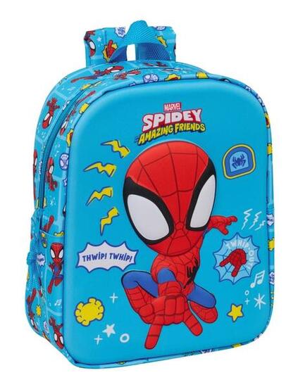 Sac à dos Spidey 3D pour enfants avec fermeture éclair et dragonne - Bleu