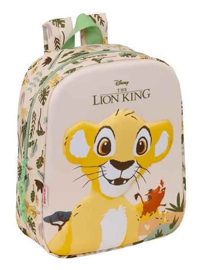 Zaino 3D per bambini Il Re Leone con cerniera beige e verde