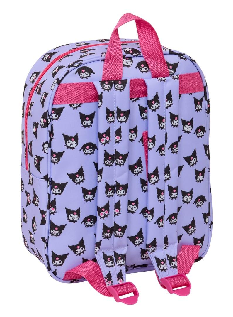 Mochila infantil Kuromi 3D com zíper e alça de mão, rosa e lilás 2/3