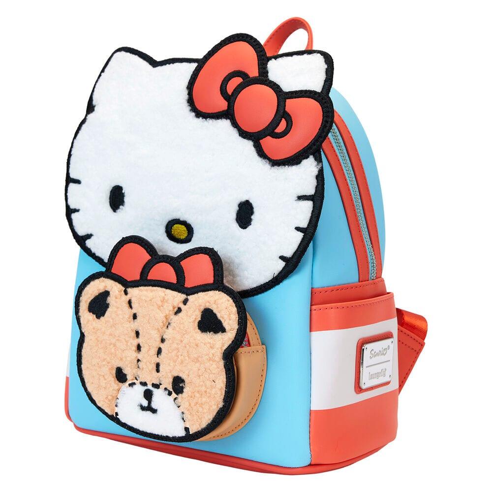 Mochila infantil Hello Kitty com alças ajustáveis ​​em couro vegano azul e 2/4