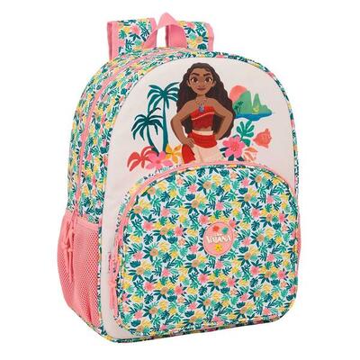 Zaino per bambini Moana 3D con portaborraccia e manici imbottiti blu e rosso