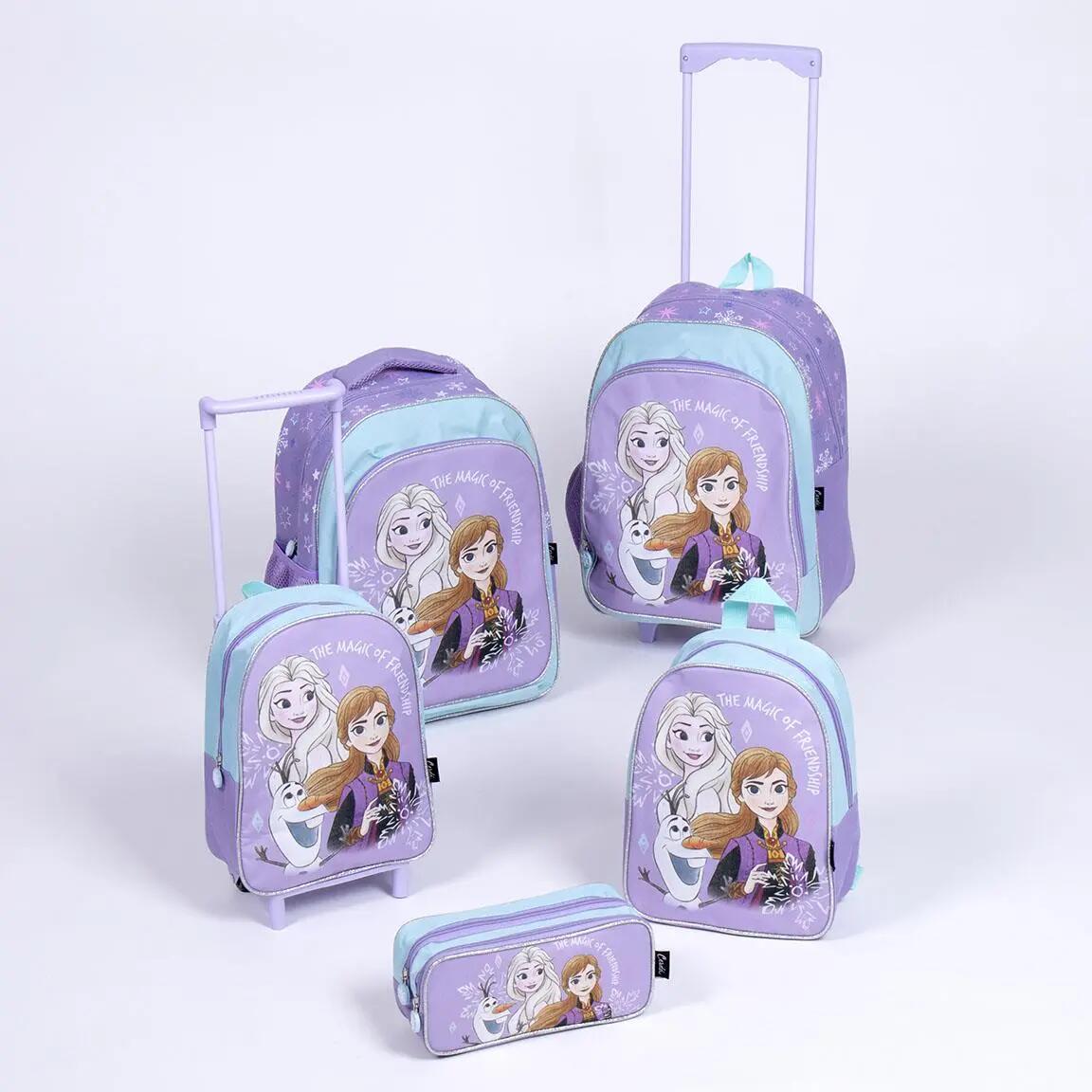 Mochila escolar infantil Frozen com costas acolchoadas e porta-garrafa, lilás 5/7