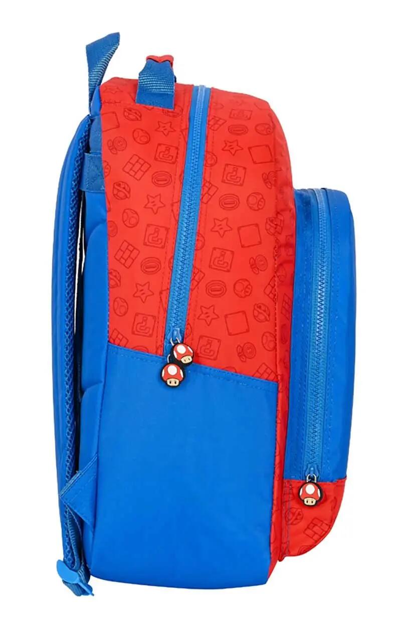 Zaino scolastico per bambini di Super Mario, adattabile al trolley con tasca 4/4