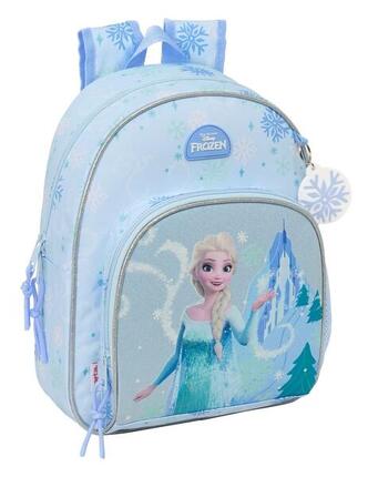 Mochila Guardería Infantil Frozen Adaptable a Carro con Cremallera Azul Claro