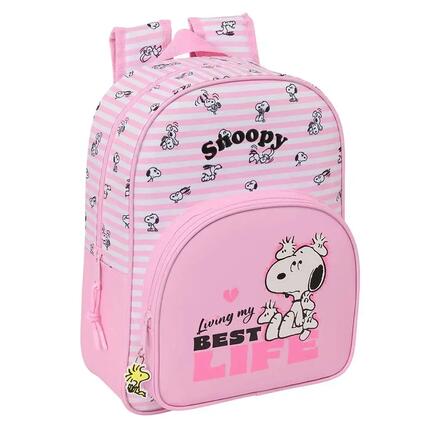 Sac à dos Snoopy pour enfant en similicuir avec poche avant - Rouge