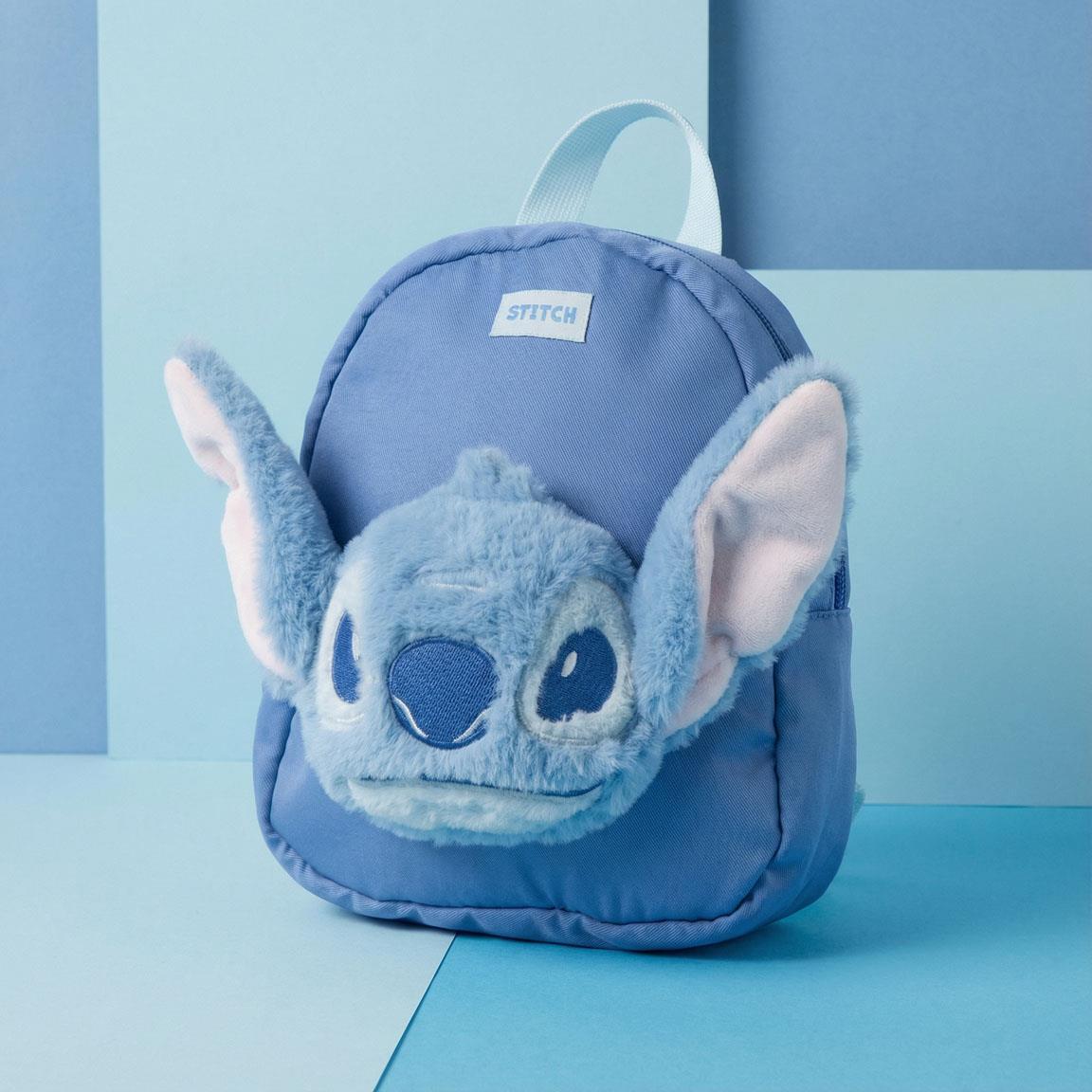 Mochila infantil Stitch em poliéster com brinquedo de pelúcia, azul 4/5