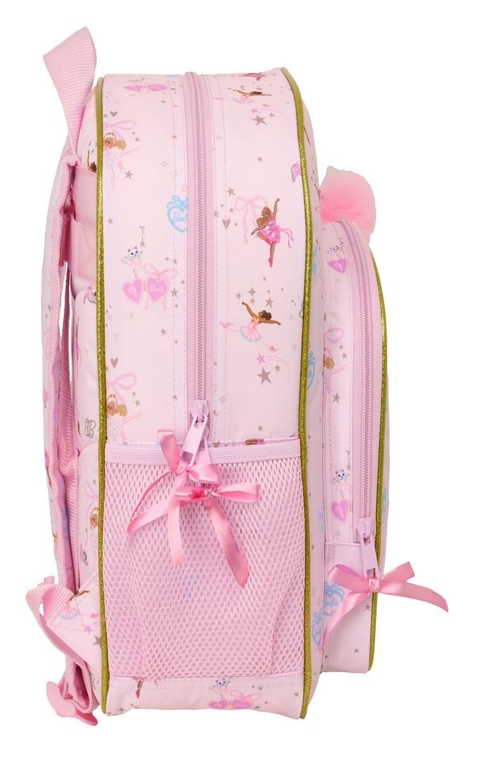 Mochila Escolar Infantil Barbie Ballet, Adaptável a Carrinho com Bolso, Rosa 3/3